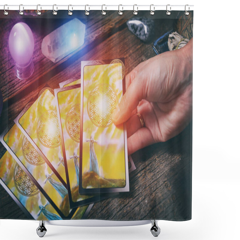 Personality  Tarot Cards On A Board Shower Curtains