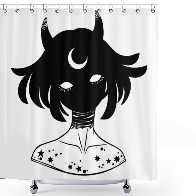 Personality  Girl With Horns, Mystical Creature Shower Curtains