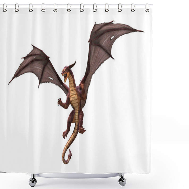 Personality  3D Rendering Fairy Tale Dragon On White Shower Curtains