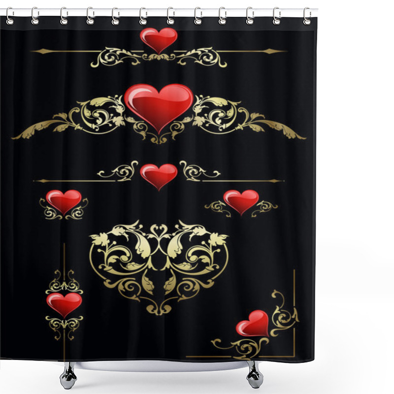 Personality  Set Vector For Valentines Day Shower Curtains