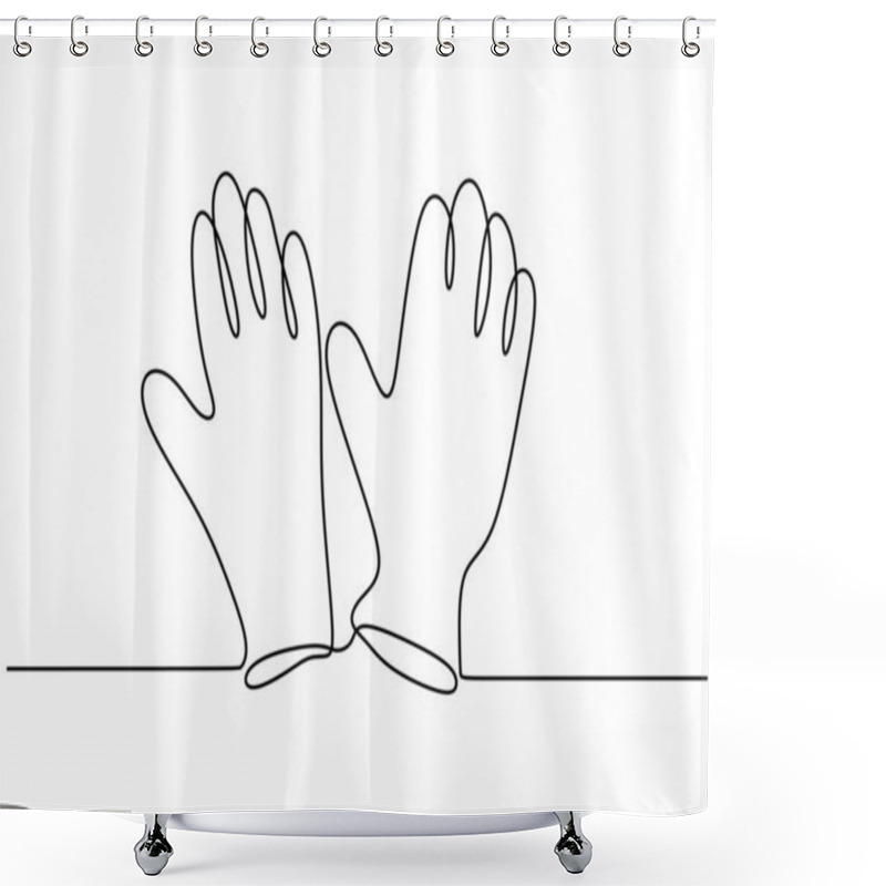 Personality  Safety Gloves Continuous Line Drawing Minimalist Design Vector Illustration Shower Curtains