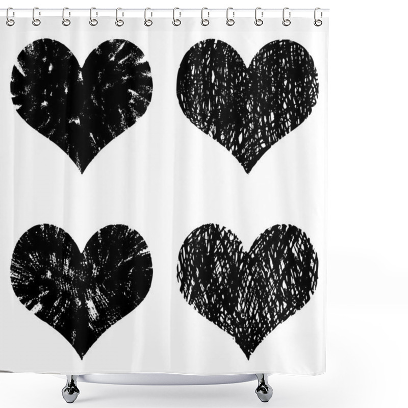 Personality  Hand Drawn Hearts Set Shower Curtains