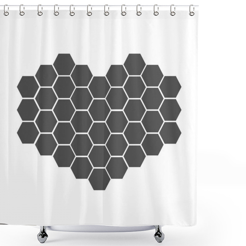 Personality  Black Honeycomb Set In Shape Of Heart. Shower Curtains