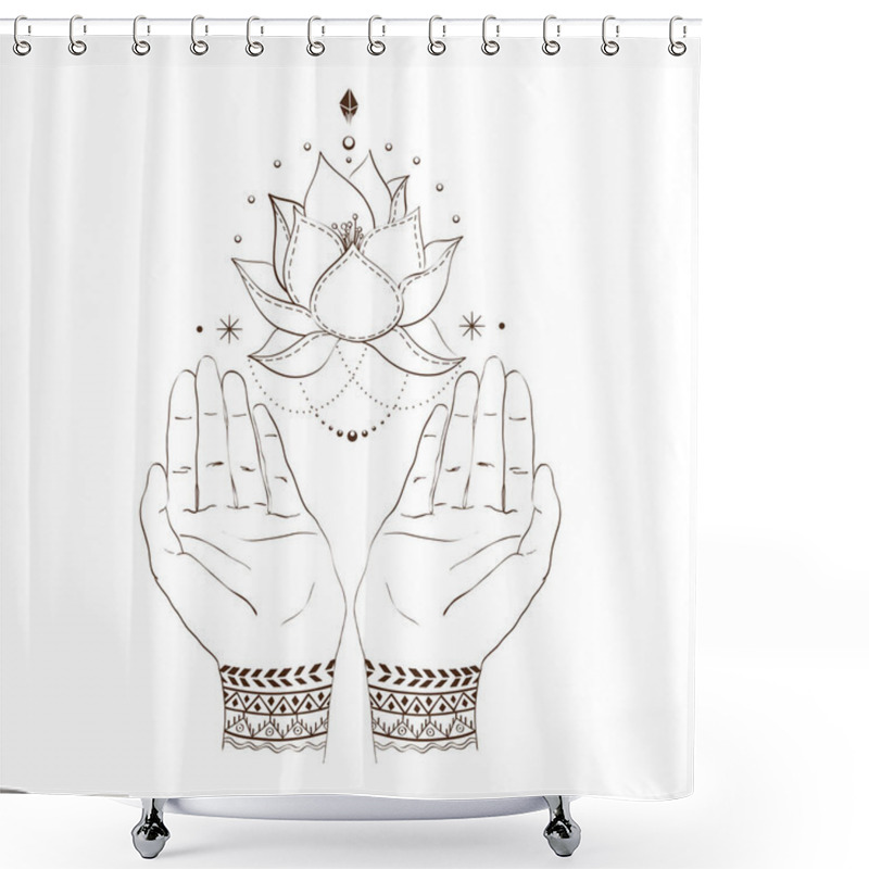 Personality  Hands And Lotos Shower Curtains