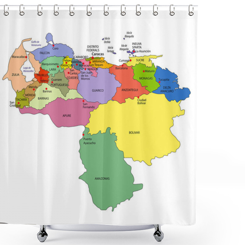 Personality  Vector Political Map Of Venezuela Shower Curtains