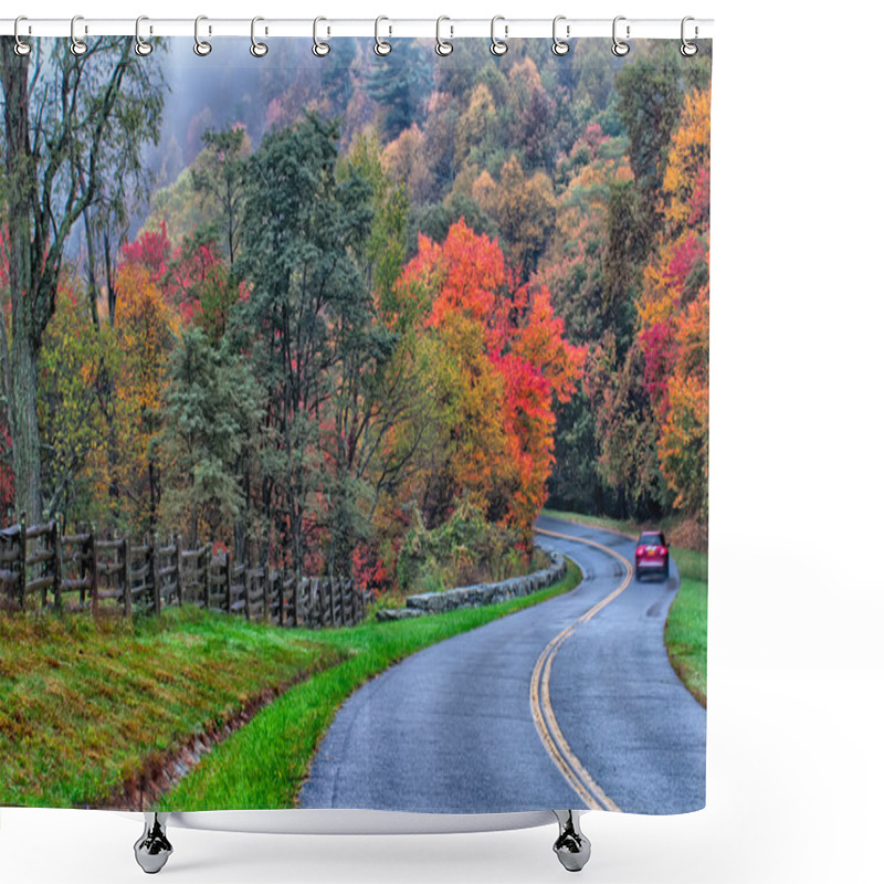 Personality  Autumn Drive On Blue Ridge Parkway Shower Curtains