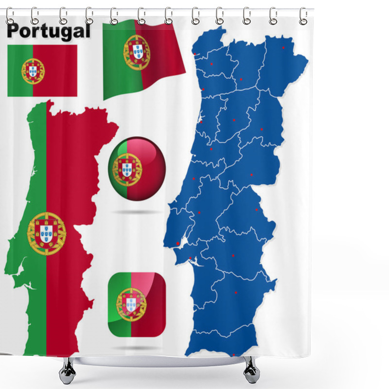 Personality  Portugal Vector Set Shower Curtains