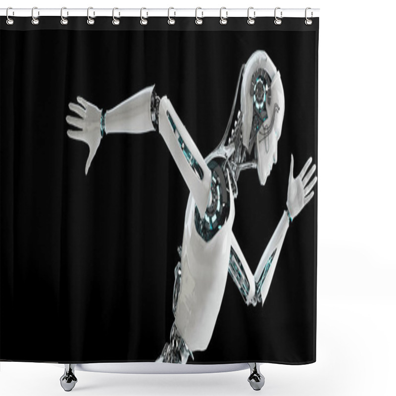 Personality  Robot Android Men Running Shower Curtains