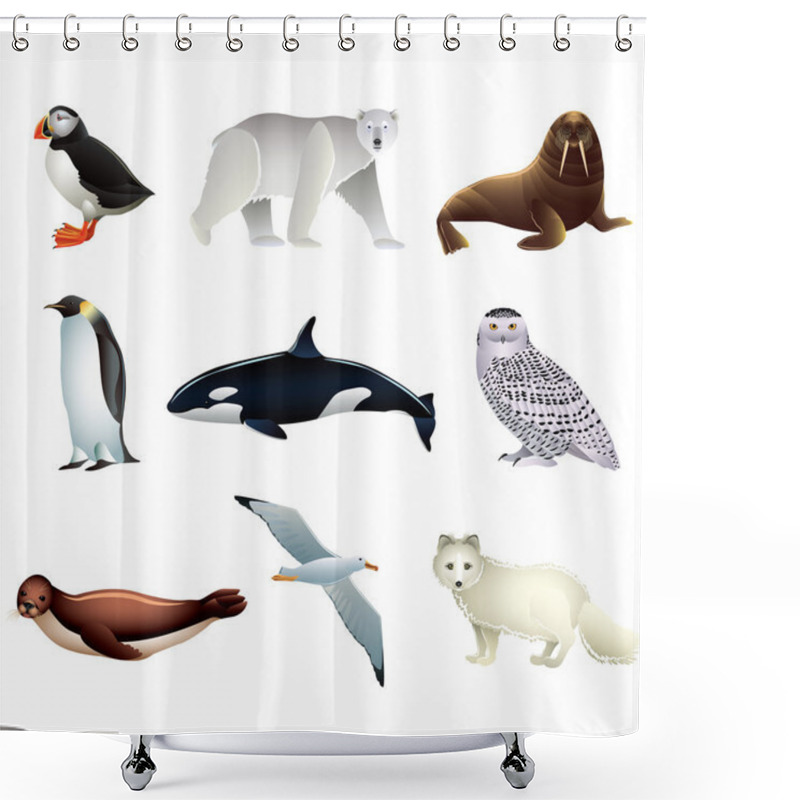 Personality  Arctic Animals Vector Set Shower Curtains