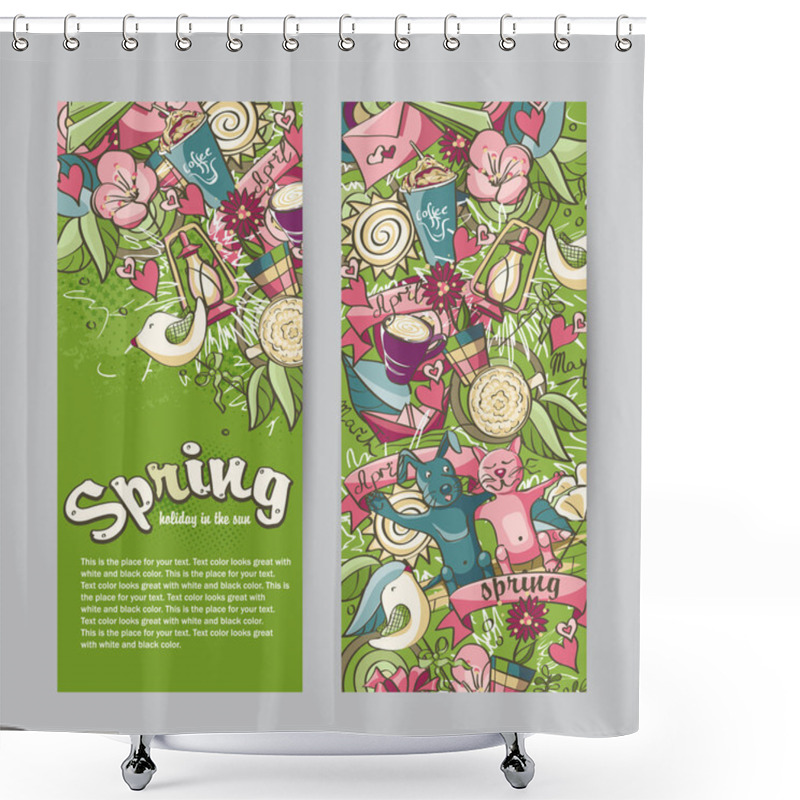 Personality  Set Of Vertical Banners On The Theme Spring Shower Curtains