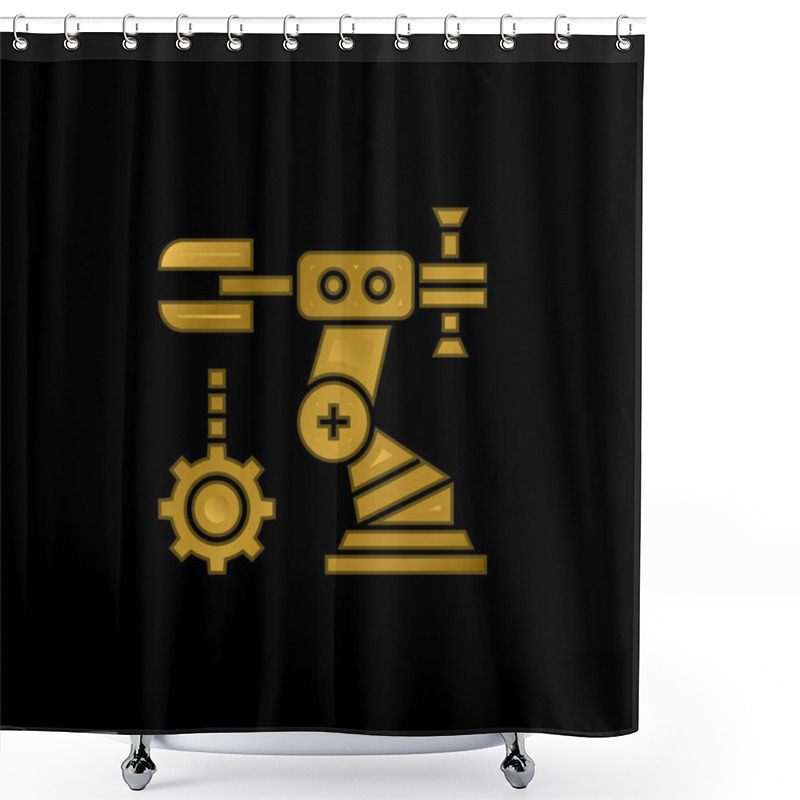 Personality  Assembly Gold Plated Metalic Icon Or Logo Vector Shower Curtains