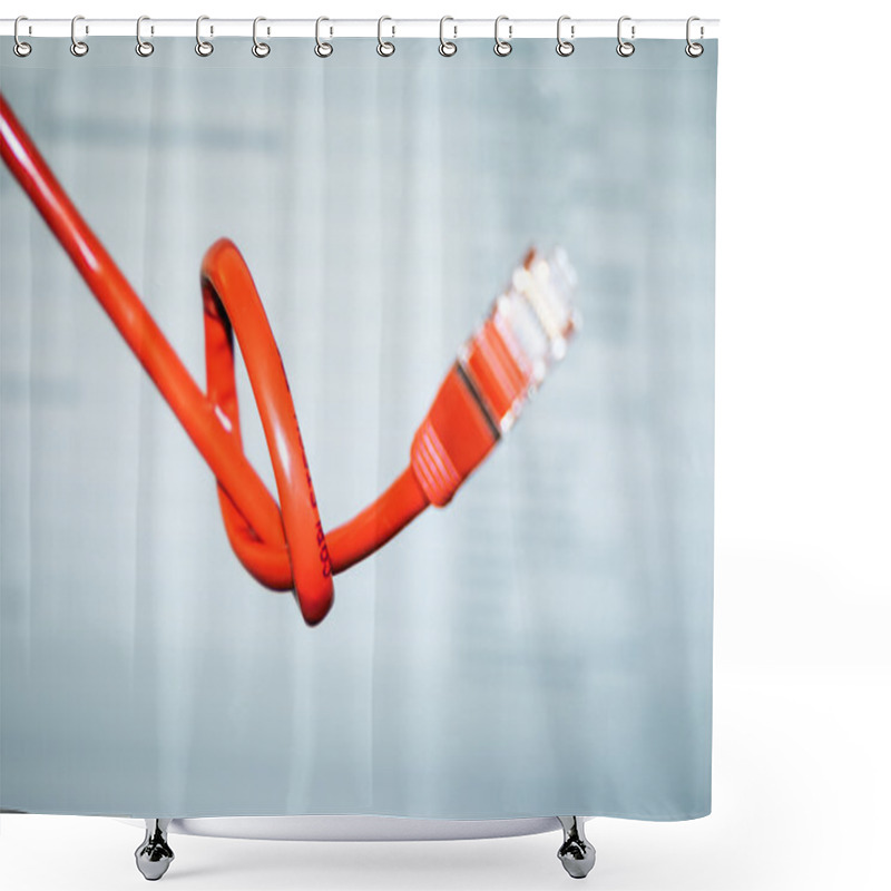 Personality  Red Networking Cable With A Knot Shower Curtains