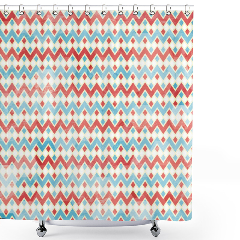 Personality  Zigzag Seamless Pattern With Grunge Effect Shower Curtains