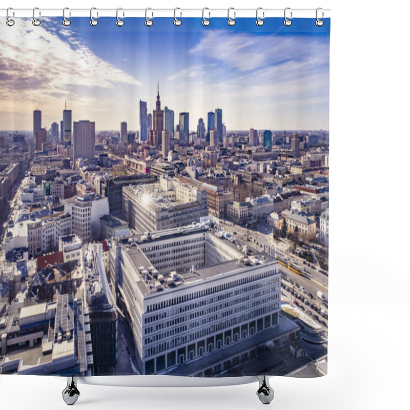 Personality  Warsaw, Poland. Aerial View Of The City  Shower Curtains