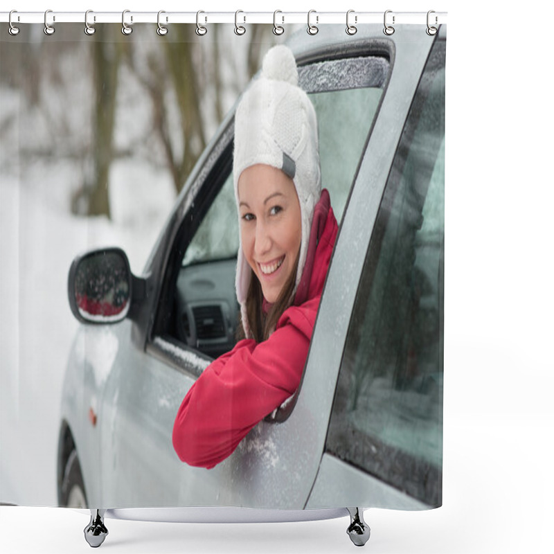 Personality  Driving In Winter Shower Curtains