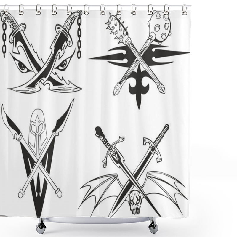 Personality  Crossed Daggers, Swords And Maces Shower Curtains