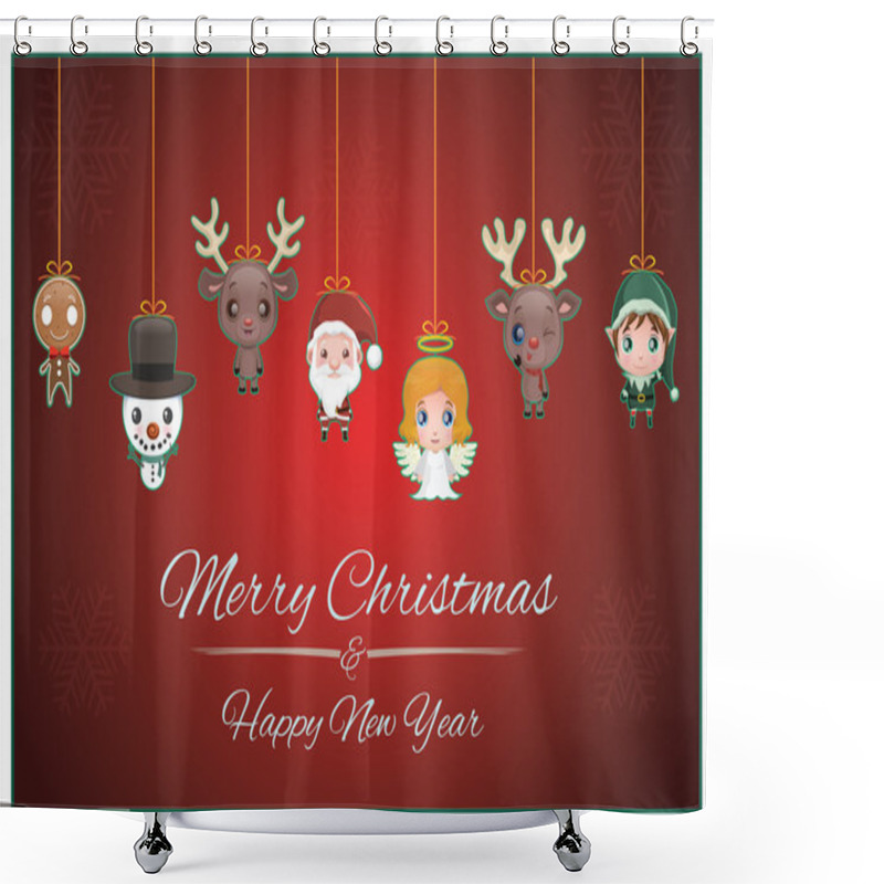 Personality  Christmas Garland With Characters Shower Curtains