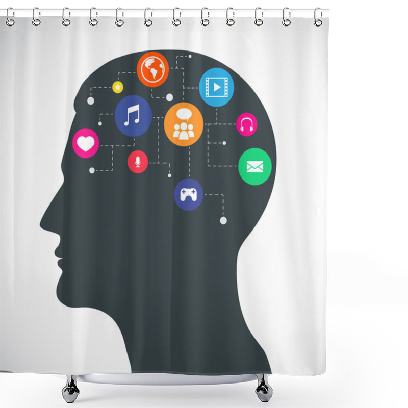 Personality  Head Of Communication And Media Flat Icons Shower Curtains