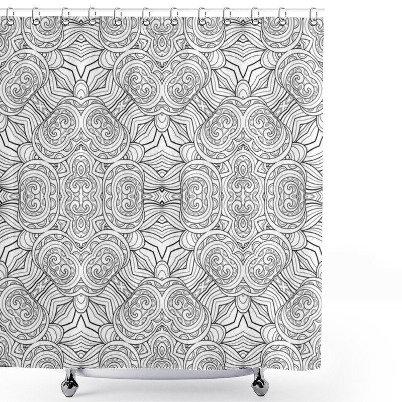 Personality  Seamless Monochrome Ornate Pattern Shower Curtains