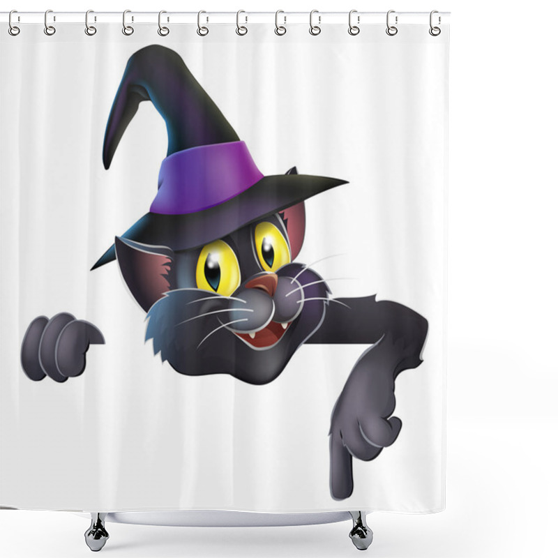 Personality  Pointing Cartoon Witchs Cat Shower Curtains