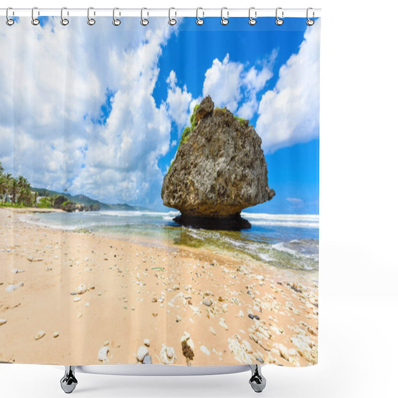 Personality  Rock Formation On Beach Of Bathsheba, East Coast Of Barbados Island, Caribbean. Shower Curtains