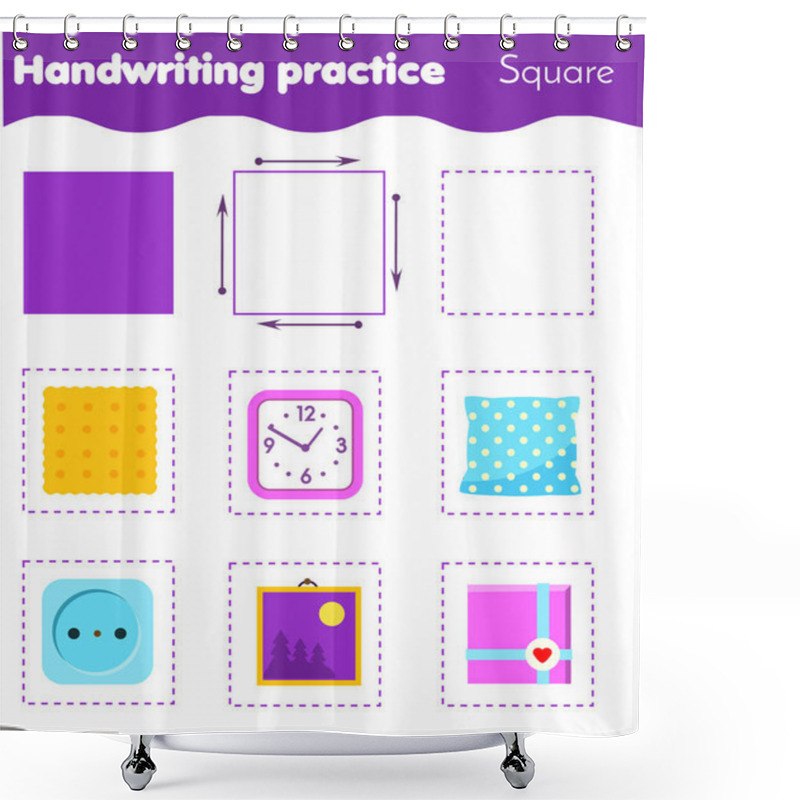 Personality  Square Form Objects. Handwriting Practice. Geometric Shapes For Kids. Educational Worksheet For Children And Toddlers. Shower Curtains