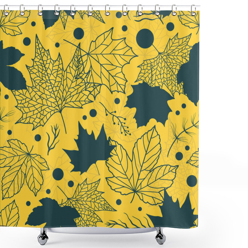 Personality  Colorful Floral Leaves Seamless Pattern, Hand Drawn Maple Leaves, Creative Line Art Background, Great For Fall Seasonal Fabric Fashion Prints, Autumn Banners, Wallpapers - Vector Surface Design Shower Curtains