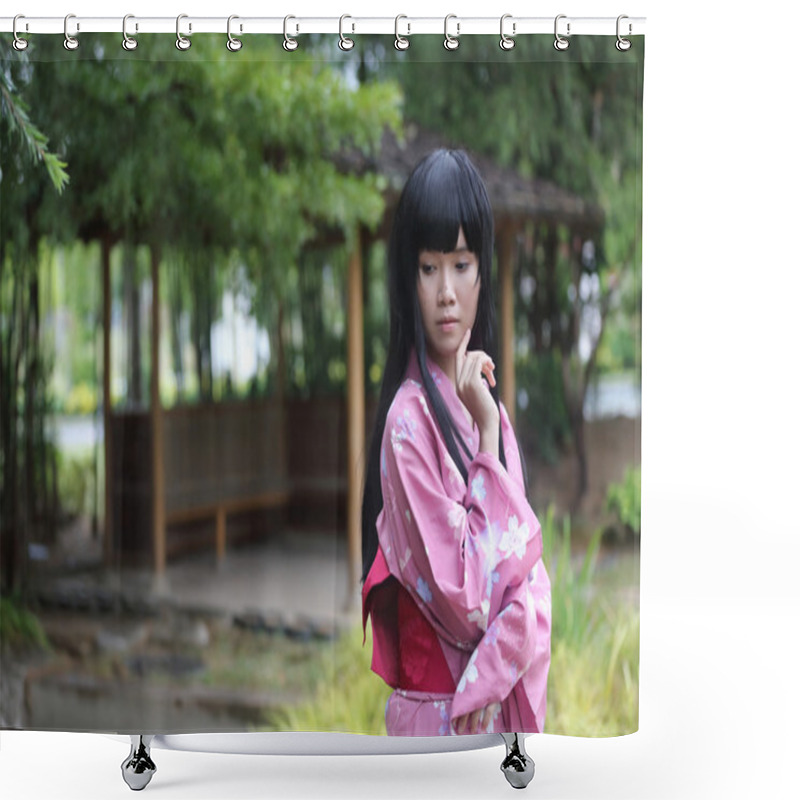 Personality  Girl With Yukata Shower Curtains