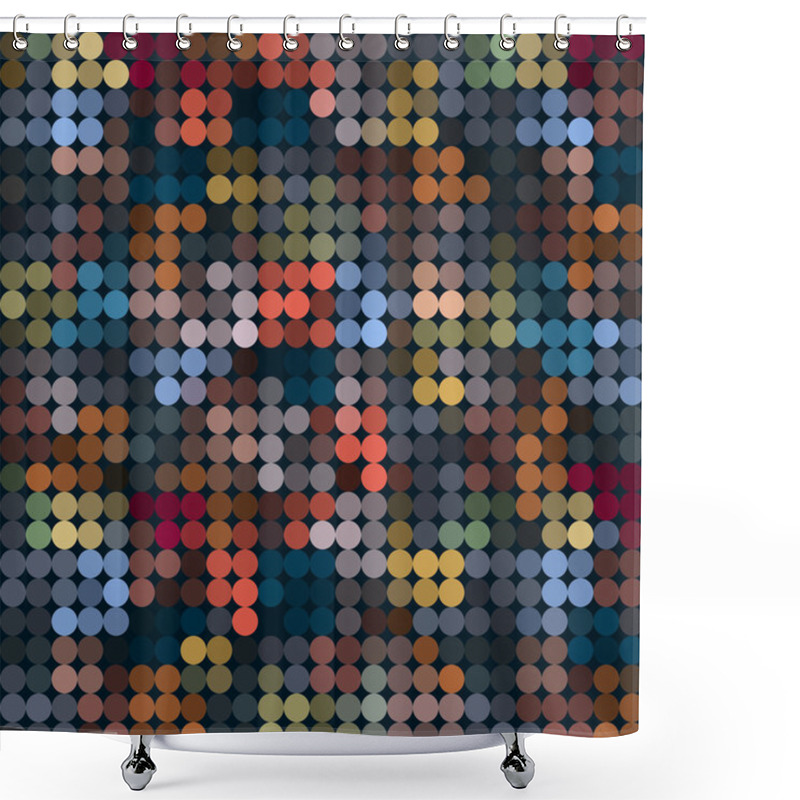 Personality  Pixelated Circles Mosaic Shower Curtains