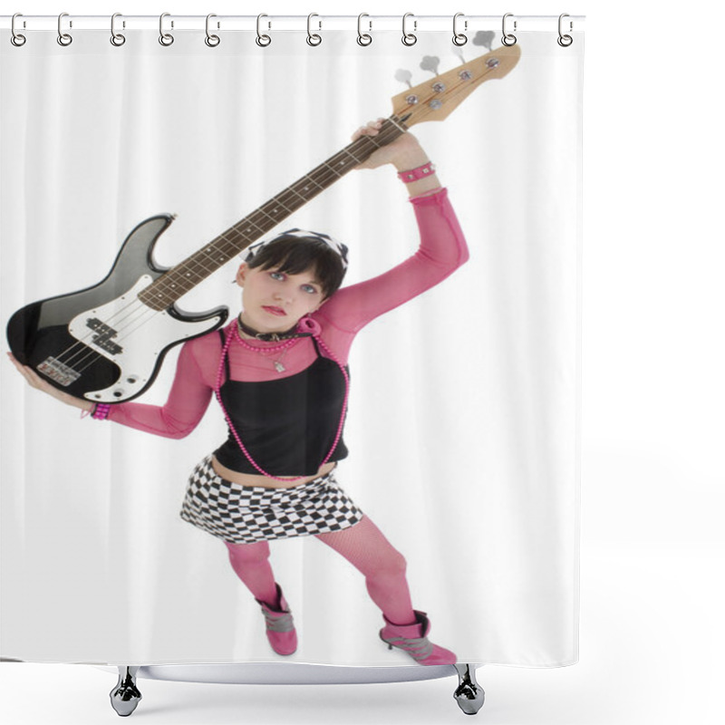 Personality  Bass Babe In Pink And Black Shower Curtains