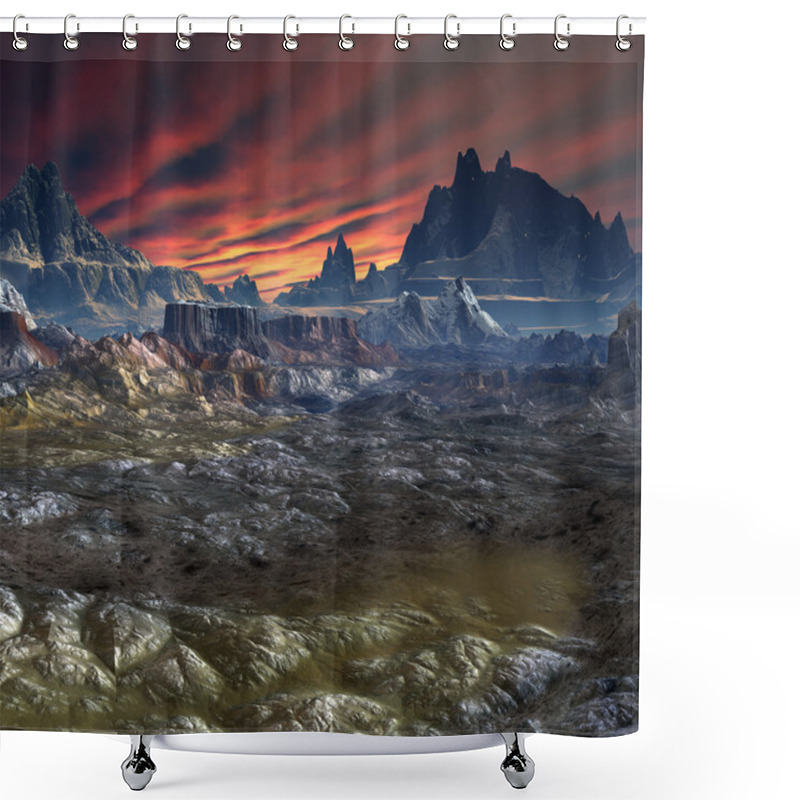 Personality  Alien Planet - Fantasy Landscape Shower Curtains