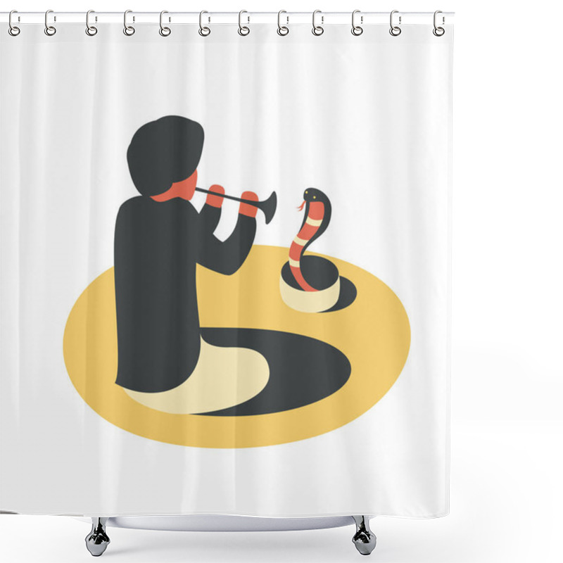 Personality  Man Plauying Flute With Cobra Shower Curtains