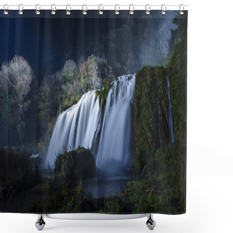 Personality  Night View Of Marmore Falls Shower Curtains