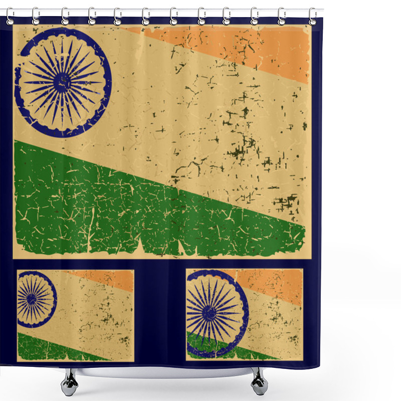 Personality  India Grunge Flag , Retro Series. Shower Curtains