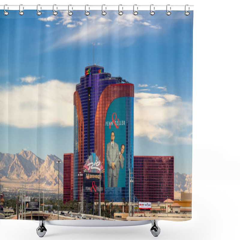 Personality  Las Vegas, Rio Hotel And Casino, Beautiful Mountains In Background, Las Vegas, Nevada, USA, November 19, 2016 Shower Curtains