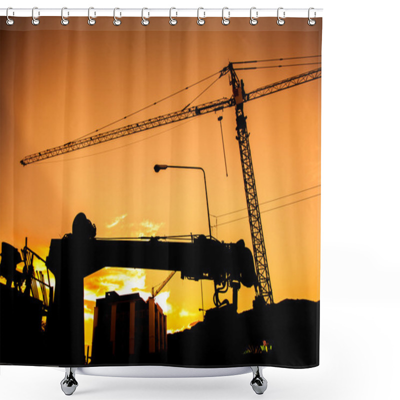 Personality  Construction Crane Shower Curtains