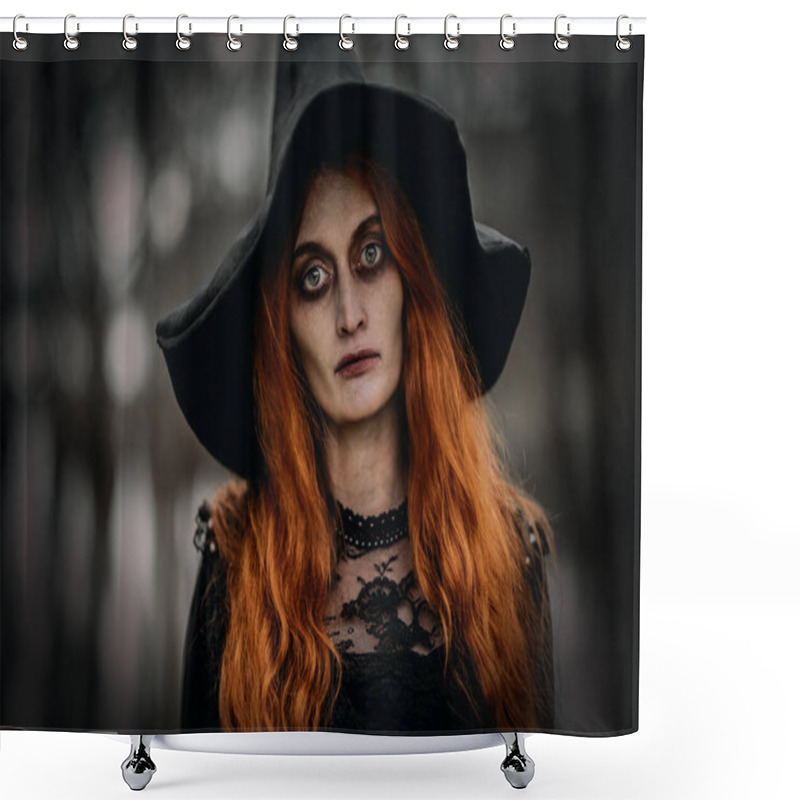 Personality  A Portrait Of An Angry Witch Near The Forest. Magic, Dark Force, Spell.  Shower Curtains