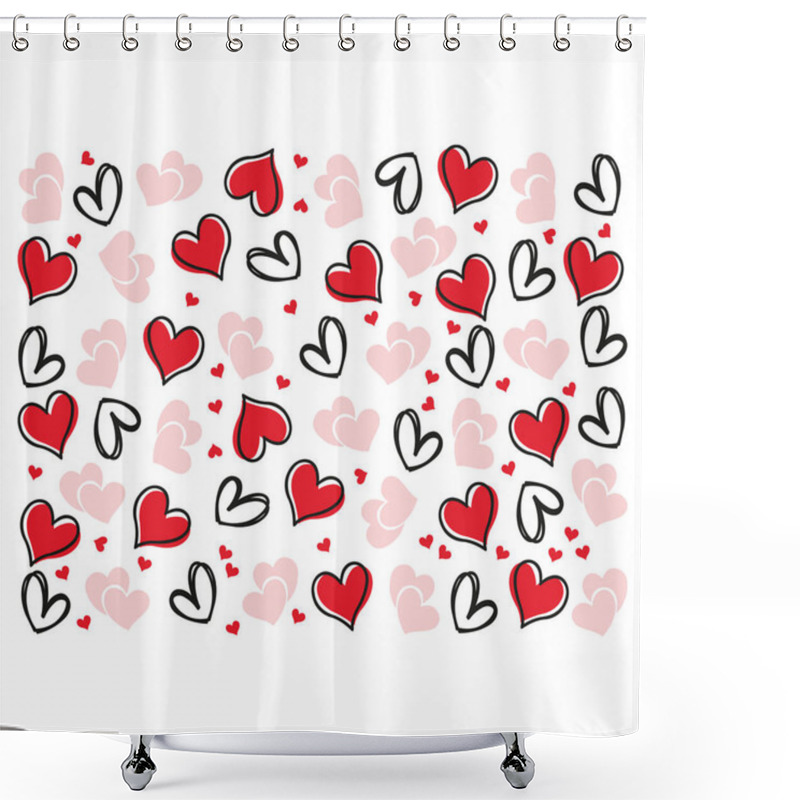 Personality  Vector Illustration Of Hearts Pattern Shower Curtains