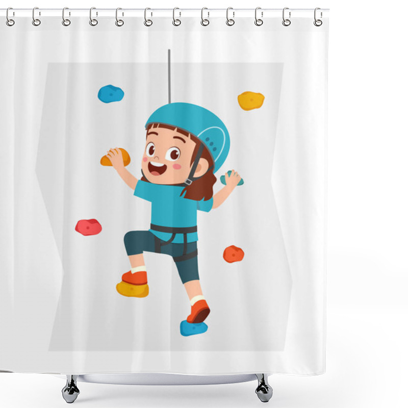 Personality  Little Kid Do Extreme Sport Named Wall Climbing Shower Curtains