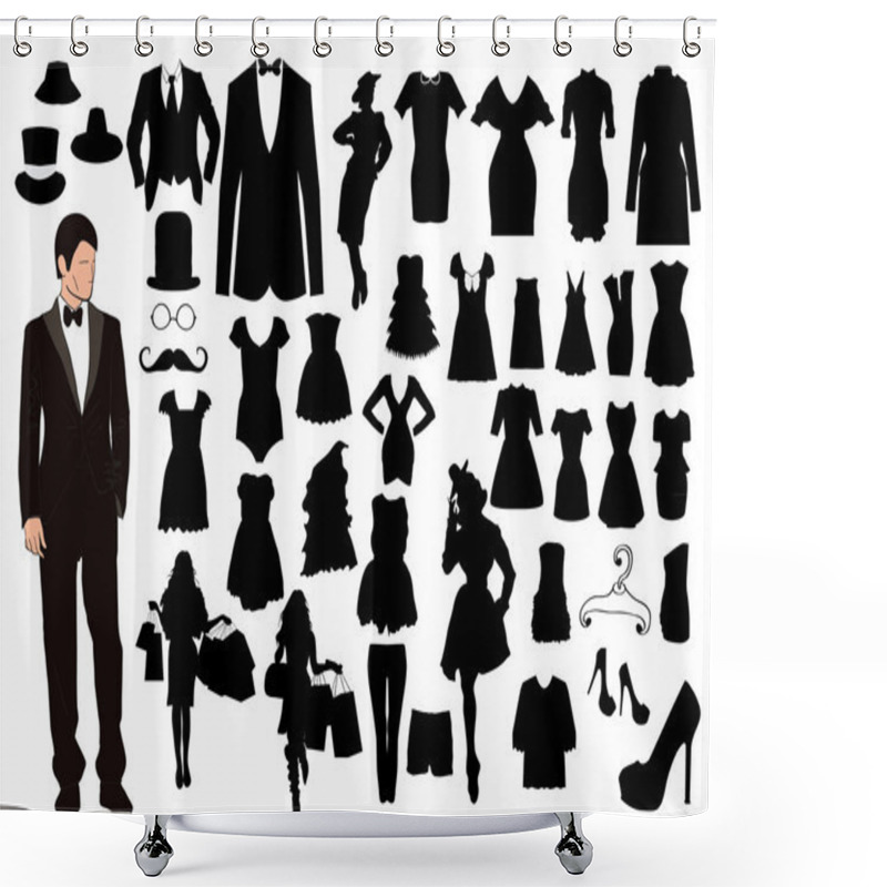 Personality  Clothes Silhouettes Shower Curtains