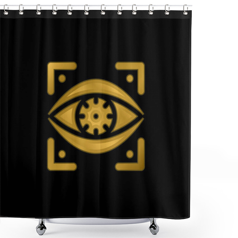 Personality  Bionic Eye Gold Plated Metalic Icon Or Logo Vector Shower Curtains