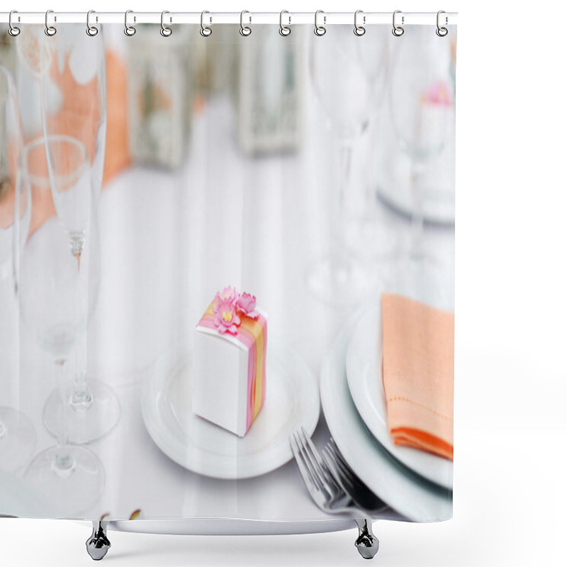 Personality  Table Set For An Event Party Or Wedding Reception Shower Curtains