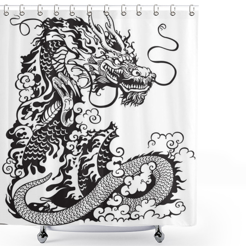 Personality  Chinese Dragon Black White Shower Curtains