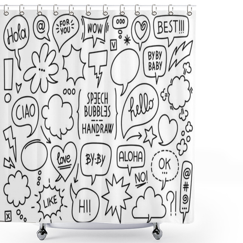 Personality  Vector Collection Of Sketched Speech Bubbles And Comic Balloons And Effects On A White Background Shower Curtains