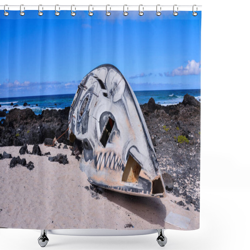 Personality  Sailboat Stranded On The Beach After A Storm Shower Curtains