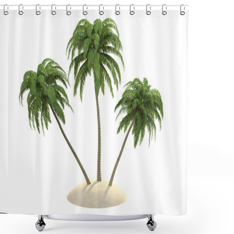 Personality  Island With Palm Trees Shower Curtains