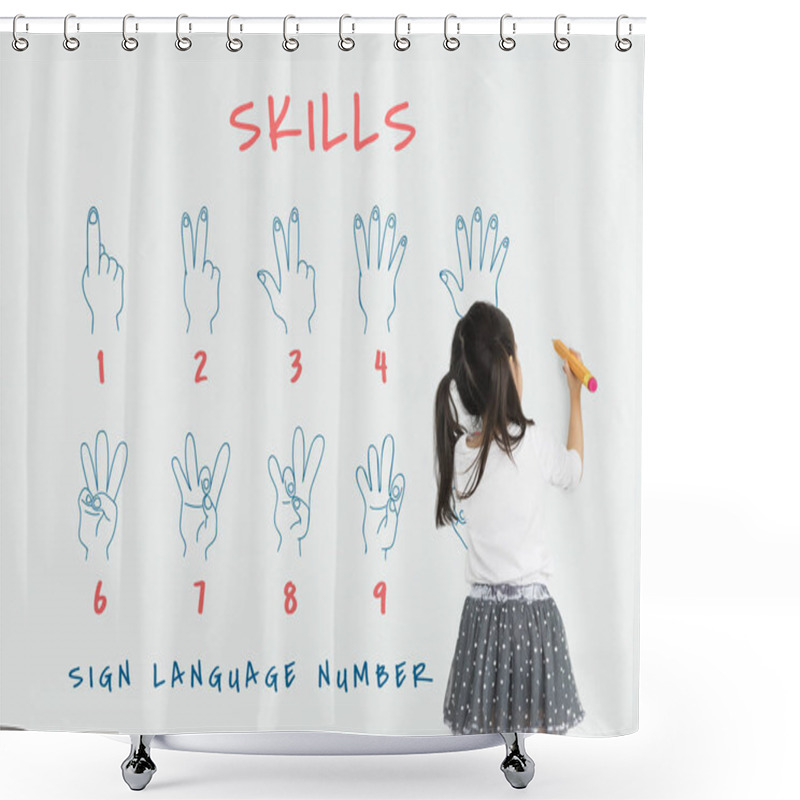 Personality  Girl In Skirt Writing On Wall Shower Curtains