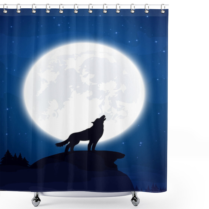 Personality  Wolf And Moon Shower Curtains