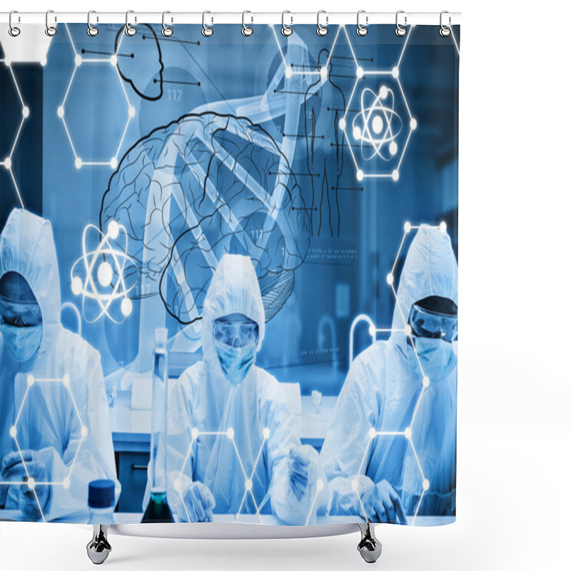 Personality  Chemists Working In Protective Suit Shower Curtains