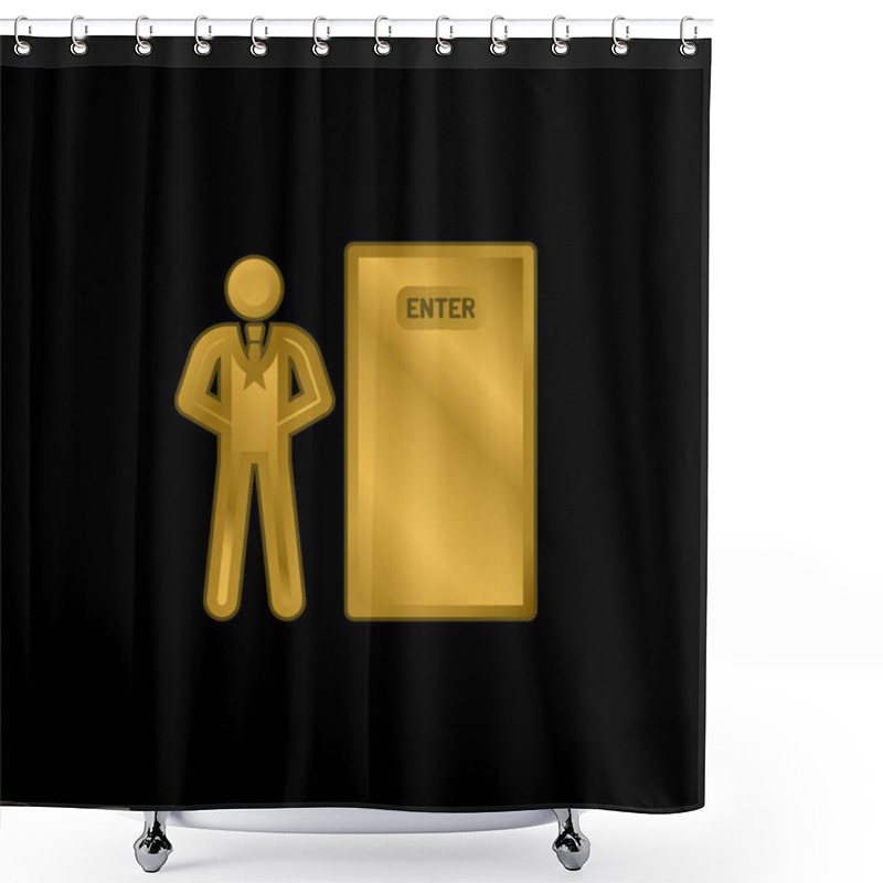 Personality  Bodyguard Gold Plated Metalic Icon Or Logo Vector Shower Curtains